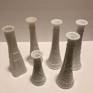 Milk Glass Vases (6)